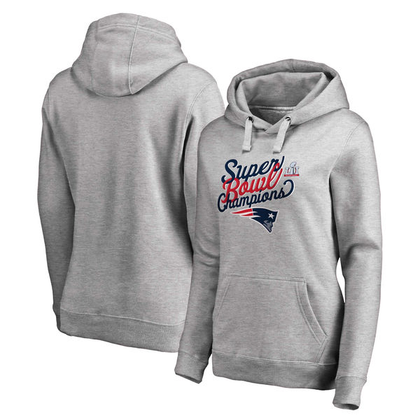 New England Patriots Pro Line by Fanatics Branded Women's Super Bowl LI Champions Plus Size Scripted Pullover Hoodie - Heather Gray